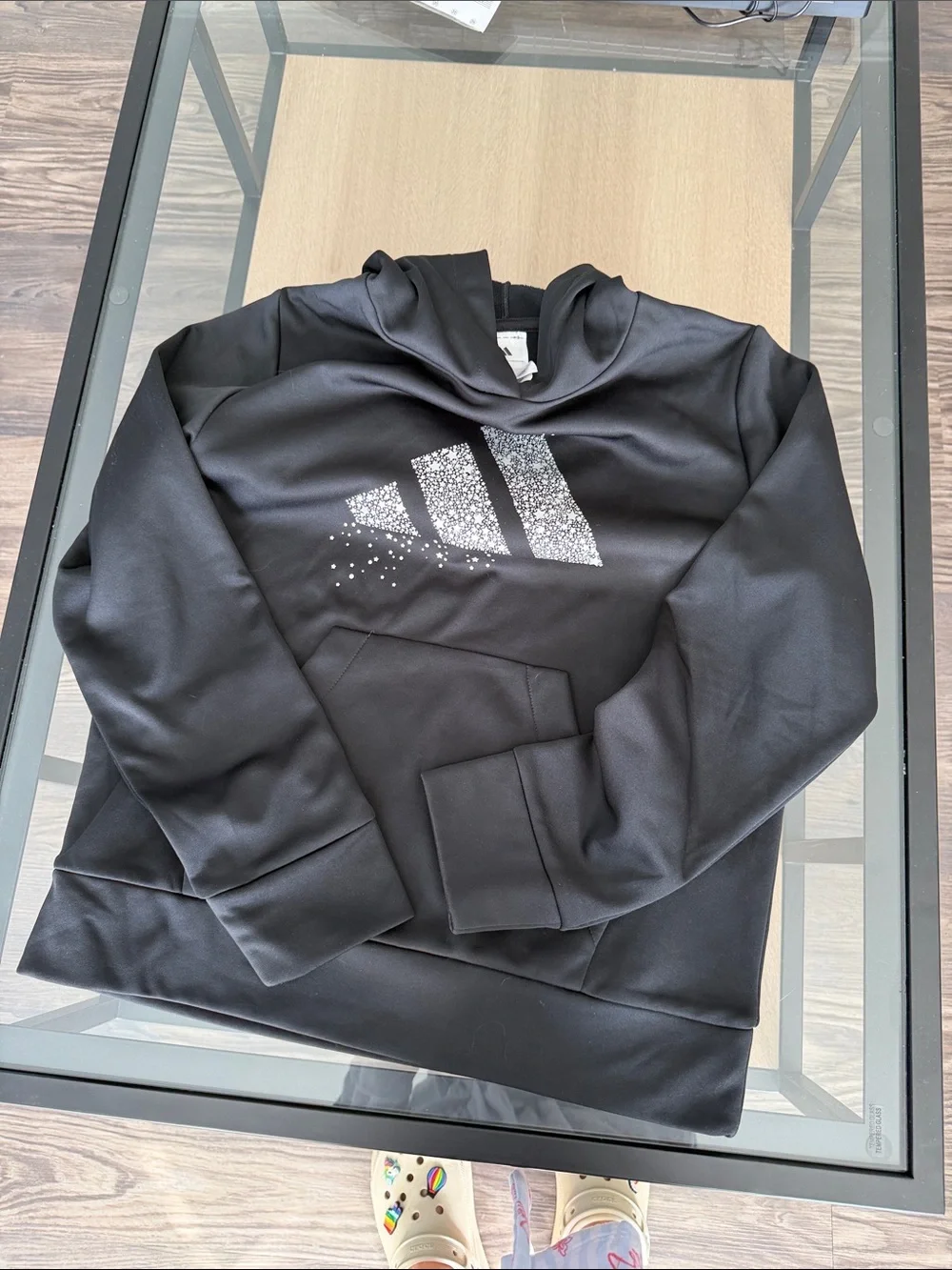 adidas Black Kids Hoodie with Sparkle Logo